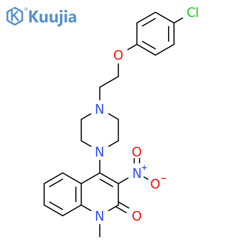 4-{4-[2-(4-chlorophenoxy)ethyl]piperazin-1-yl}-1-methyl-3-nitro-1,2-dihydroquinolin-2-one structure