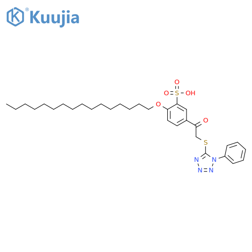 2-(hexadecyloxy)-5-[[(1-phenyl-1H-tetrazol-5-yl)thio]acetyl]benzenesulphonic acid structure