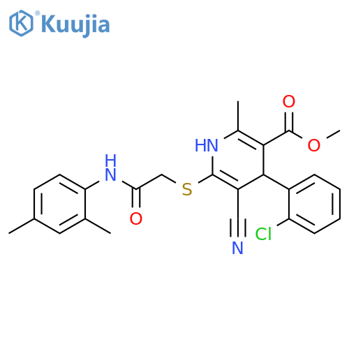 methyl 4-(2-chlorophenyl)-5-cyano-6-({(2,4-dimethylphenyl)carbamoylmethyl}sulfanyl)-2-methyl-1,4-dihydropyridine-3-carboxylate structure