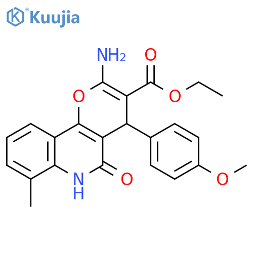 ethyl 2-amino-4-(4-methoxyphenyl)-7-methyl-5-oxo-4H,5H,6H-pyrano3,2-cquinoline-3-carboxylate structure