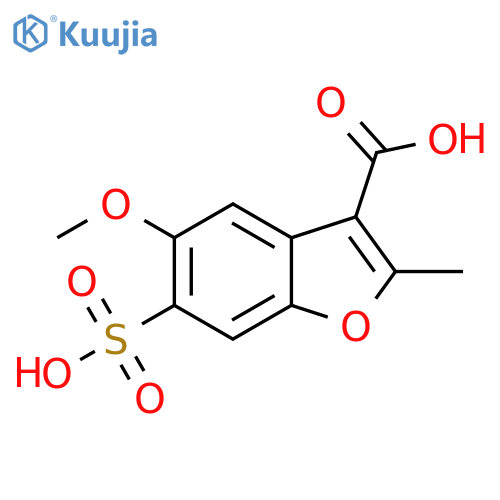 5-methoxy-2-methyl-6-sulfo-1-benzofuran-3-carboxylic acid structure