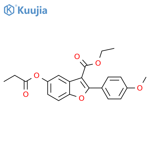 ethyl 2-(4-methoxyphenyl)-5-(propanoyloxy)-1-benzofuran-3-carboxylate structure