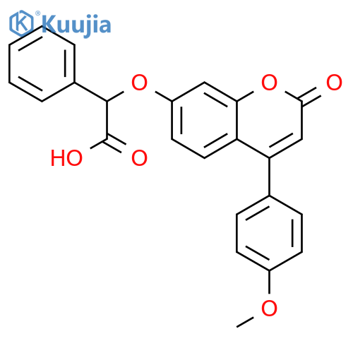 2-((4-(4-methoxyphenyl)-2-oxo-2H-chromen-7-yl)oxy)-2-phenylacetic acid structure