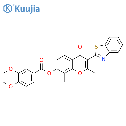 3-(1,3-benzothiazol-2-yl)-2,8-dimethyl-4-oxo-4H-chromen-7-yl 3,4-dimethoxybenzoate structure