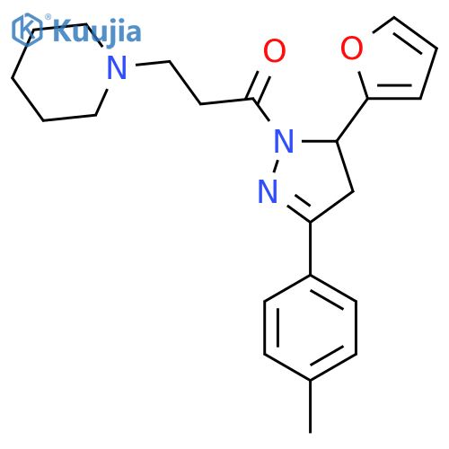 1-(5-(furan-2-yl)-3-(p-tolyl)-4,5-dihydro-1H-pyrazol-1-yl)-3-(piperidin-1-yl)propan-1-one structure
