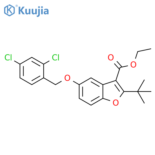 ethyl 2-tert-butyl-5-(2,4-dichlorophenyl)methoxy-1-benzofuran-3-carboxylate structure