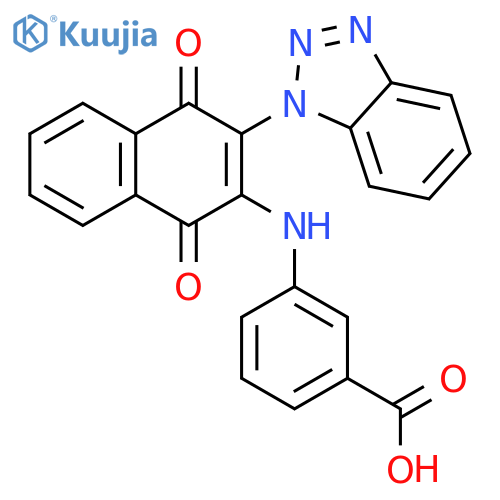 3-{3-(1H-1,2,3-benzotriazol-1-yl)-1,4-dioxo-1,4-dihydronaphthalen-2-ylamino}benzoic acid structure