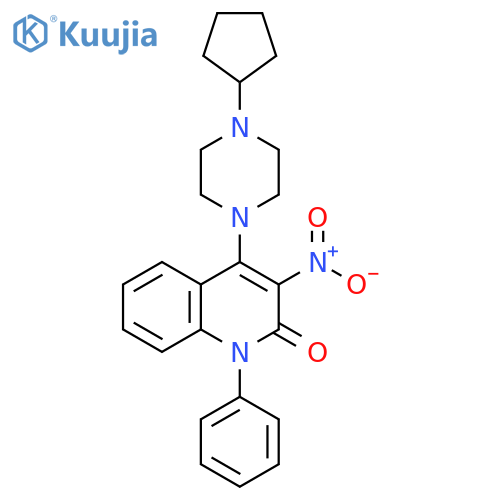 4-(4-cyclopentylpiperazin-1-yl)-3-nitro-1-phenyl-1,2-dihydroquinolin-2-one structure