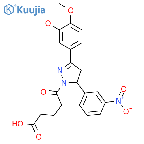 5-[3-(3,4-dimethoxyphenyl)-5-(3-nitrophenyl)-4,5-dihydro-1H-pyrazol-1-yl]-5-oxopentanoic acid structure