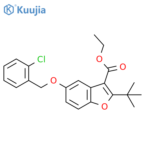ethyl 2-tert-butyl-5-(2-chlorophenyl)methoxy-1-benzofuran-3-carboxylate structure