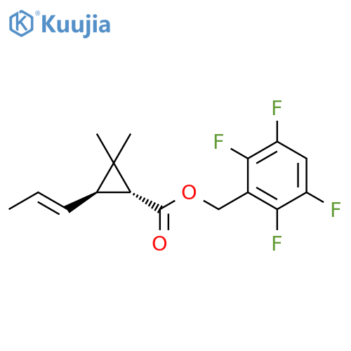 Cyclopropanecarboxylic acid, 2,2-dimethyl-3-(1E)-1-propenyl-,(2,3,5,6-tetrafluorophenyl)methyl ester, (1R,3R)- structure