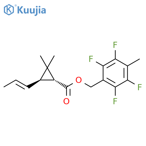 Cyclopropanecarboxylic acid, 2,2-dimethyl-3-(1E)-1-propenyl-,(2,3,5,6-tetrafluoro-4-methylphenyl)methyl ester, (1R,3R)- structure