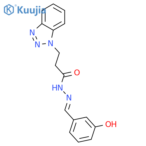3-(1H-1,2,3-benzotriazol-1-yl)-N'-(1E)-(3-hydroxyphenyl)methylidenepropanehydrazide structure