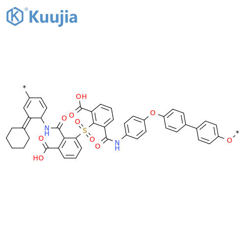 Poly[oxy-1,4-phenylenecyclohexylidene-1,4-phenyleneoxy-1,4-phenyleneiminocarbonyl(carboxyphenylene)sulfonyl(carboxyphenylene)carbonylimino-1,4-phenylene] structure