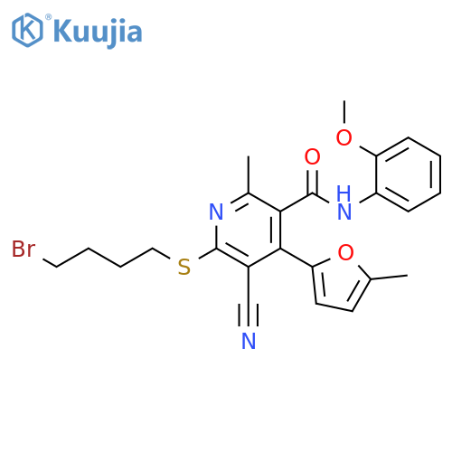 3-Pyridinecarboxamide,6-[(4-bromobutyl)thio]-5-cyano-N-(2-methoxyphenyl)-2-methyl-4-(5-methyl-2-furanyl)- structure