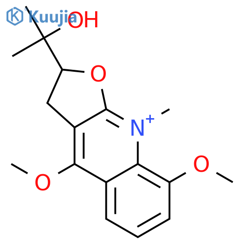 (2R)-2-(2-hydroxypropan-2-yl)-4,8-dimethoxy-9-methyl-2,3-dihydrofuro[2,3-b]quinolin-9-ium structure