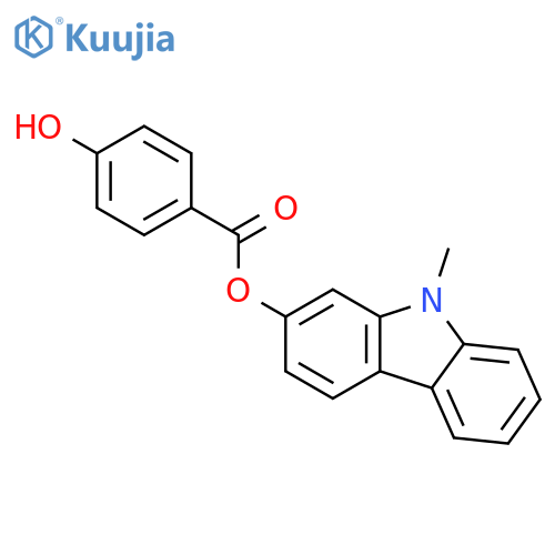 Benzoic acid, 4-hydroxy-, 9-methyl-9H-carbazol-2-yl ester structure