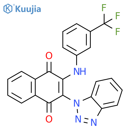 2-(1H-1,2,3-benzotriazol-1-yl)-3-{3-(trifluoromethyl)phenylamino}-1,4-dihydronaphthalene-1,4-dione structure