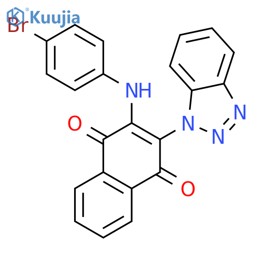 2-(1H-1,2,3-benzotriazol-1-yl)-3-(4-bromophenyl)amino-1,4-dihydronaphthalene-1,4-dione structure
