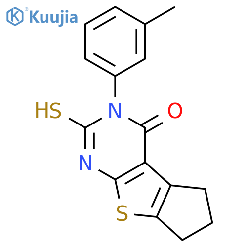 11-(3-methylphenyl)-10-sulfanyl-7-thia-9,11-diazatricyclo6.4.0.0,2,6dodeca-1(8),2(6),9-trien-12-one structure