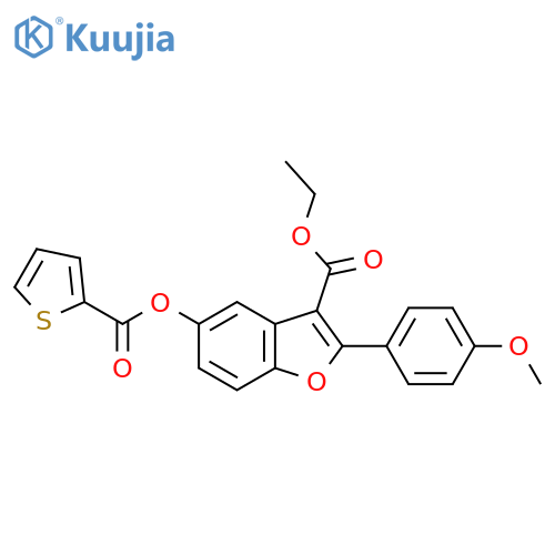 ethyl 2-(4-methoxyphenyl)-5-(thiophene-2-carbonyloxy)-1-benzofuran-3-carboxylate structure