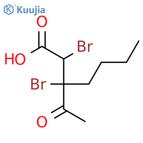 Heptanoic acid, 3-acetyl-2,3-dibromo- structure