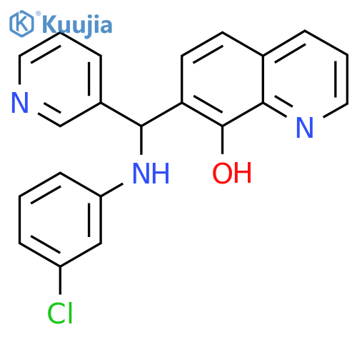 7-{(3-chlorophenyl)amino(pyridin-3-yl)methyl}quinolin-8-ol structure