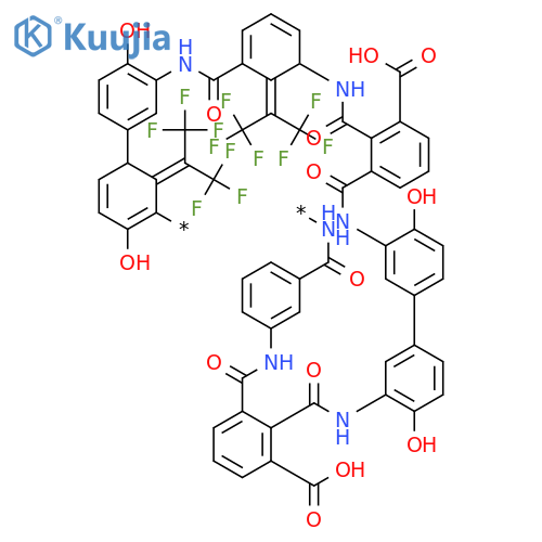 Poly[iminocarbonyl-1,3-phenyleneiminocarbonyl(carboxyphenylene)carbonylimino(6-hydroxy-1,3-phenylene)[2,2,2-trifluoro-1-(trifluoromethyl)ethylidene](4-hydroxy-1,3-phenylene)iminocarbonyl(carboxyphenylene)carbonylimino-1,3-phenylenecarbonylimino(6-hydroxy-1,3-phenylene)[2,2,2-trifluoro-1-(trifluoromethyl)ethylidene](4-hydroxy-1,3-phenylene)] structure