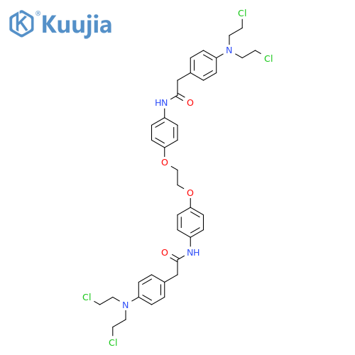 N,N'-[ethane-1,2-diylbis(oxybenzene-4,1-diyl)]bis(2-{4-[bis(2-chloroethyl)amino]phenyl}acetamide) structure