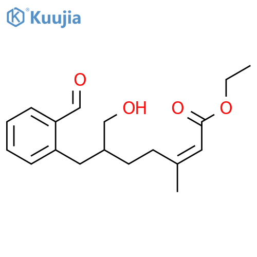 2-Heptenoic acid, 7-(2-formylphenyl)-6-(hydroxymethyl)-3-methyl-, ethylester, (2Z)- structure