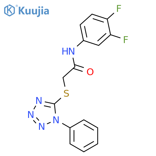 N-(3,4-difluorophenyl)-2-((1-phenyl-1H-tetrazol-5-yl)thio)acetamide structure