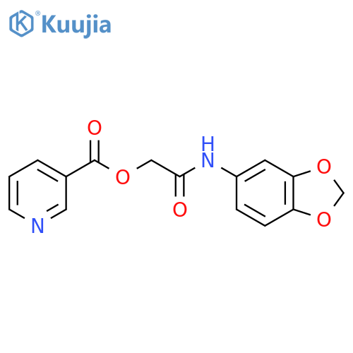 (2H-1,3-benzodioxol-5-yl)carbamoylmethyl pyridine-3-carboxylate structure