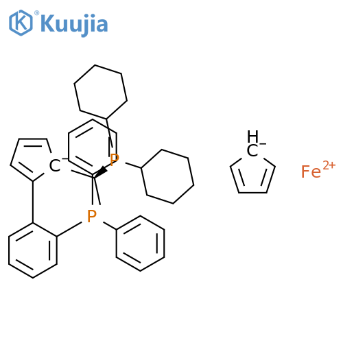 Ferrocene,1-[(1R)-1-(dicyclohexylphosphino)ethyl]-2-[2-(diphenylphosphino)phenyl]-, (1R)-(9CI) structure