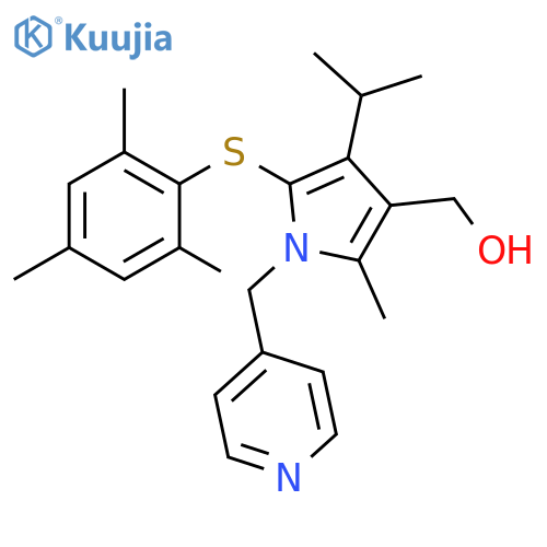 1H-Pyrrole-3-methanol,2-methyl-4-(1-methylethyl)-1-(4-pyridinylmethyl)-5-[(2,4,6-trimethylphenyl)thio]- structure