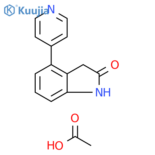 2H-Indol-2-one, 1,3-dihydro-4-(4-pyridinyl)-, monoacetate structure