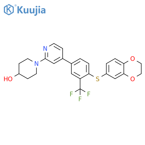 4-Piperidinol,1-[4-[4-[(2,3-dihydro-1,4-benzodioxin-6-yl)thio]-3-(trifluoromethyl)phenyl]-2-pyridinyl]- structure