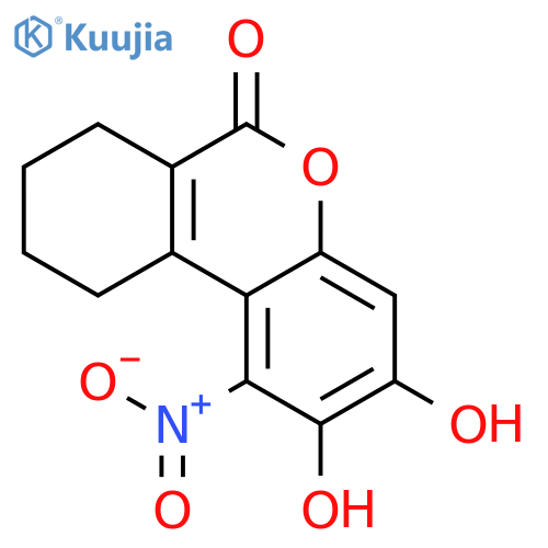 6H-Dibenzo[b,d]pyran-6-one, 7,8,9,10-tetrahydro-2,3-dihydroxy-1-nitro- structure