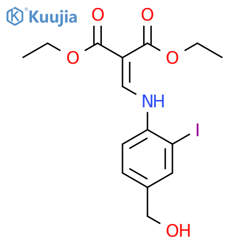 Propanedioic acid,[[[4-(hydroxymethyl)-2-iodophenyl]amino]methylene]-, diethyl ester structure