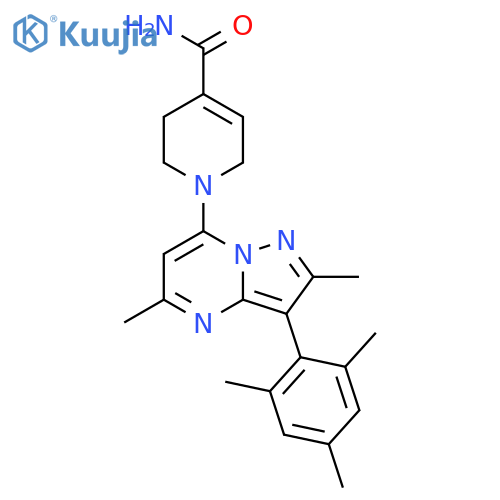 4-Pyridinecarboxamide,1-[2,5-dimethyl-3-(2,4,6-trimethylphenyl)pyrazolo[1,5-a]pyrimidin-7-yl]-1,2,3,6-tetrahydro- structure