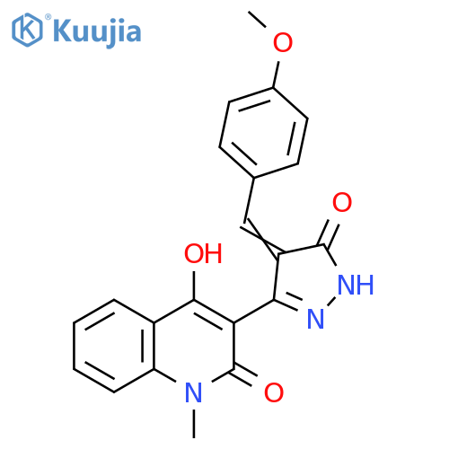 2(1H)-Quinolinone,3-[4,5-dihydro-4-[(4-methoxyphenyl)methylene]-5-oxo-1H-pyrazol-3-yl]-4-hydroxy-1-methyl- structure