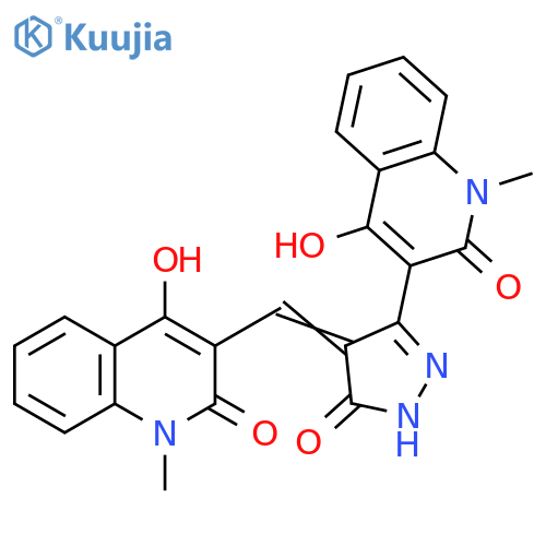 2(1H)-Quinolinone,3-[[3-(1,2-dihydro-4-hydroxy-1-methyl-2-oxo-3-quinolinyl)-1,5-dihydro-5-oxo-4H-pyrazol-4-ylidene]methyl]-4-hydroxy-1-methyl- structure