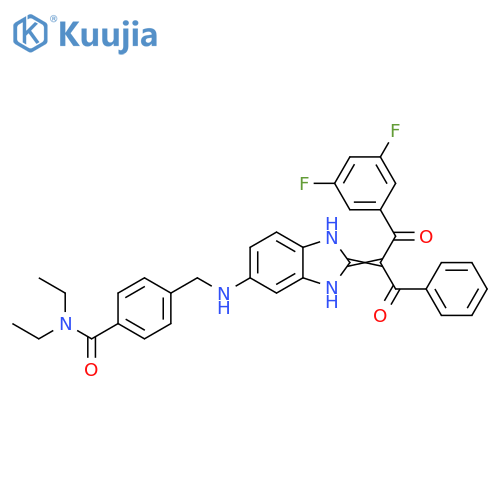 Benzamide,4-[[[2-[1-benzoyl-2-(3,5-difluorophenyl)-2-oxoethylidene]-2,3-dihydro-1H-benzimidazol-5-yl]amino]methyl]-N,N-diethyl- structure
