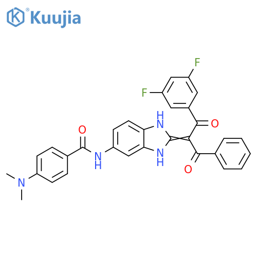 Benzamide,N-[2-[1-benzoyl-2-(3,5-difluorophenyl)-2-oxoethylidene]-2,3-dihydro-1H-benzimidazol-5-yl]-4-(dimethylamino)- structure
