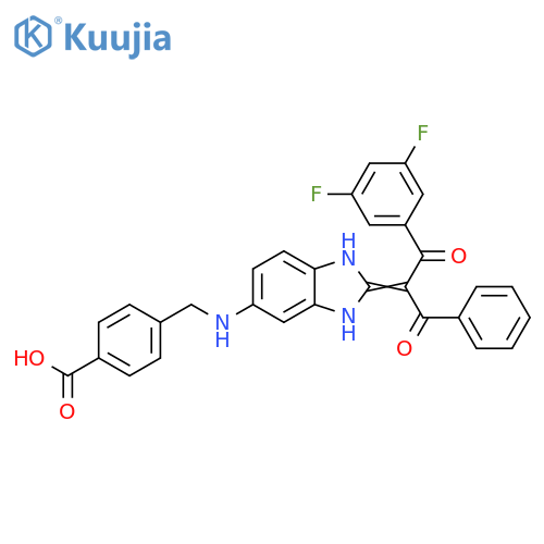 Benzoic acid,4-[[[2-[1-benzoyl-2-(3,5-difluorophenyl)-2-oxoethylidene]-2,3-dihydro-1H-benzimidazol-5-yl]amino]methyl]- structure