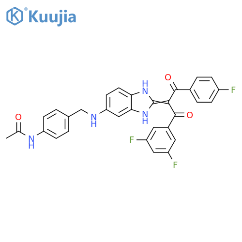 Acetamide,N-[4-[[[2-[1-(3,5-difluorobenzoyl)-2-(4-fluorophenyl)-2-oxoethylidene]-2,3-dihydro-1H-benzimidazol-5-yl]amino]methyl]phenyl]- structure