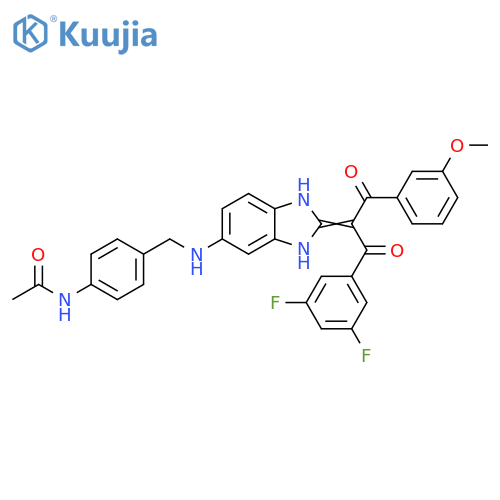 Acetamide,N-[4-[[[2-[1-(3,5-difluorobenzoyl)-2-(3-methoxyphenyl)-2-oxoethylidene]-2,3-dihydro-1H-benzimidazol-5-yl]amino]methyl]phenyl]- structure