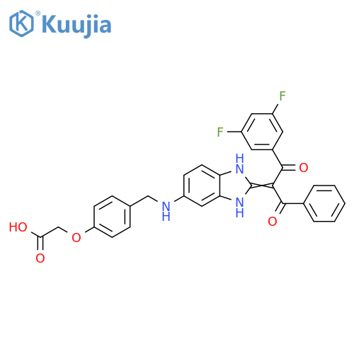 Acetic acid,[4-[[[2-[1-benzoyl-2-(3,5-difluorophenyl)-2-oxoethylidene]-2,3-dihydro-1H-benzimidazol-5-yl]amino]methyl]phenoxy]- structure