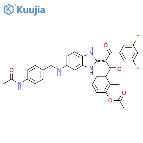 Acetamide,N-[4-[[[2-[1-[3-(acetyloxy)-2-methylbenzoyl]-2-(3,5-difluorophenyl)-2-oxoethylidene]-2,3-dihydro-1H-benzimidazol-5-yl]amino]methyl]phenyl]- structure