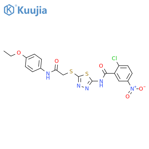 2-chloro-N-5-({(4-ethoxyphenyl)carbamoylmethyl}sulfanyl)-1,3,4-thiadiazol-2-yl-5-nitrobenzamide structure