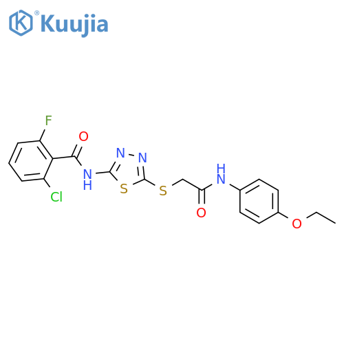 2-chloro-N-[5-({[(4-ethoxyphenyl)carbamoyl]methyl}sulfanyl)-1,3,4-thiadiazol-2-yl]-6-fluorobenzamide structure